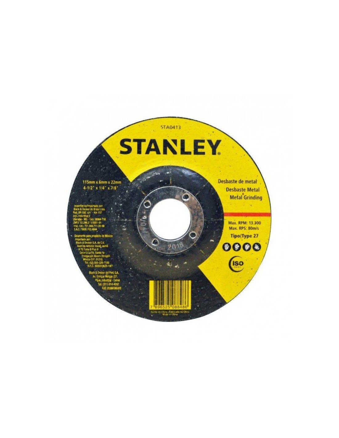 Stanley Sta0413 Disco De Corte 115 X 6 X 22 Metal Inox Flex Eléctrica